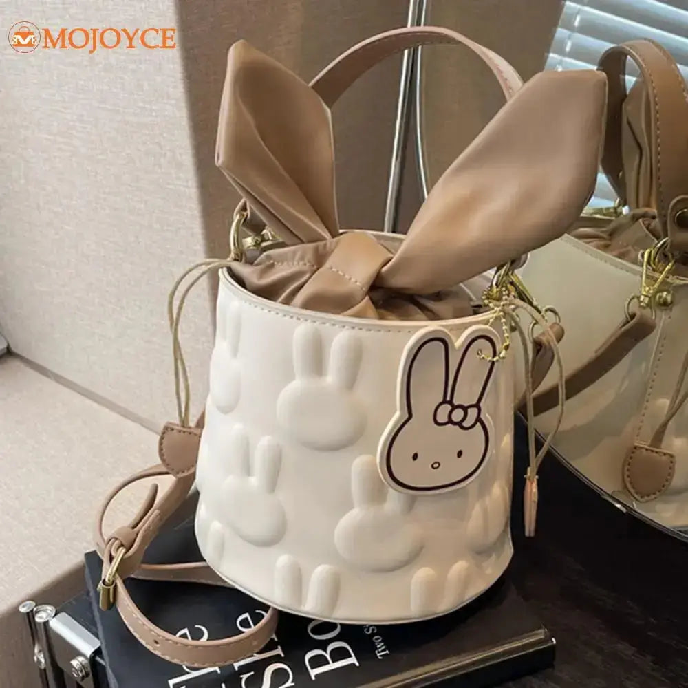 Sac à bandoulière MOJOYCE avec design animal, en PU, couleur crème, détails en forme de lapin, pour femmes.