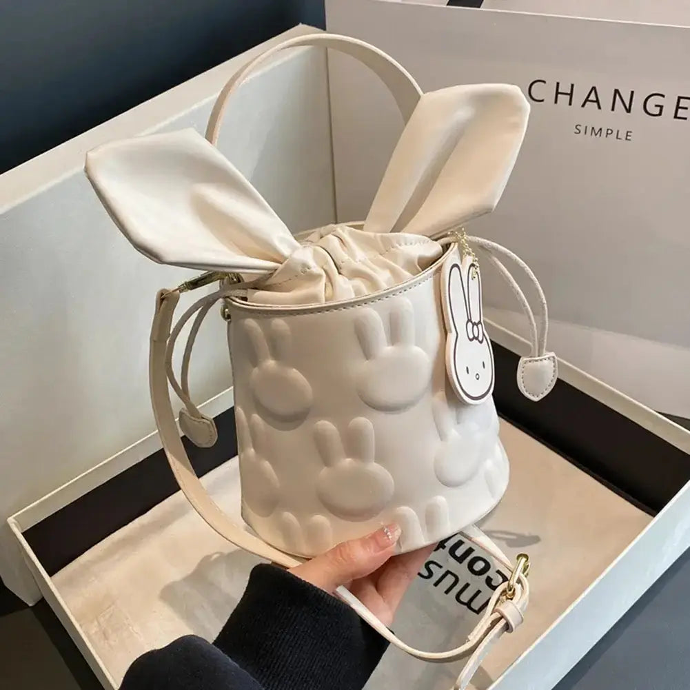 Sac à bandoulière blanc en PU avec oreilles de lapin et motif d&