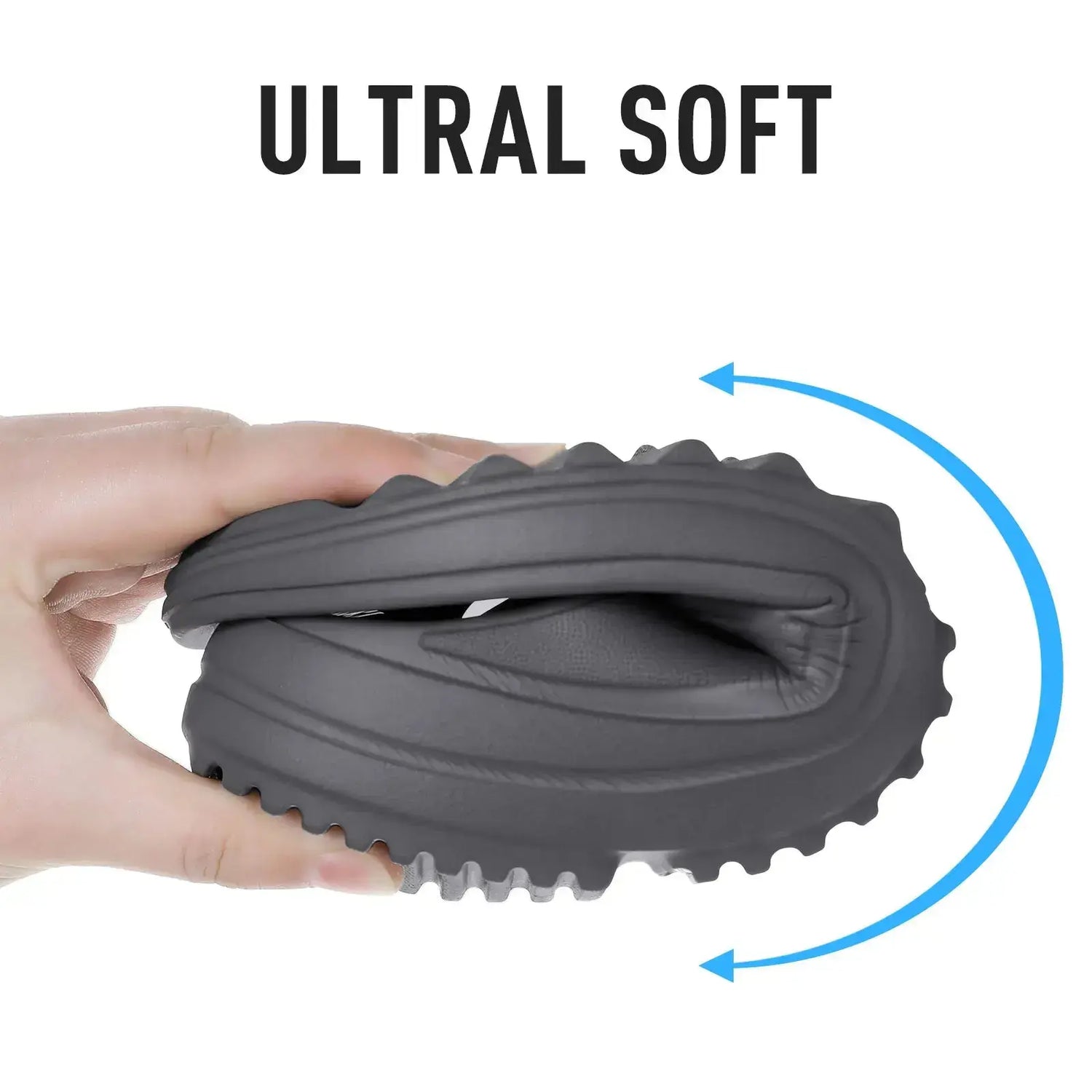 Main feature of ultra-soft orthopedic sandals for women, showcasing the flexible, compressible design for comfort.