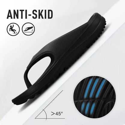 Sandales anti-dérapantes noires avec semelle EVA, parfaites pour un usage quotidien.