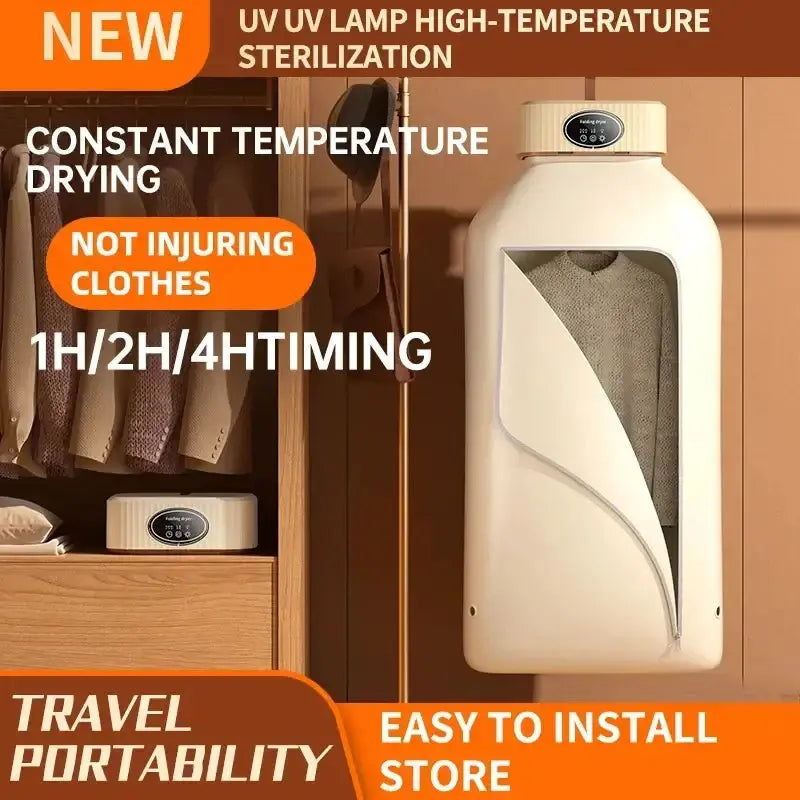 Sèche-linge électrique pliable avec lampe UV, séchage à température constante, portable et facile à installer.