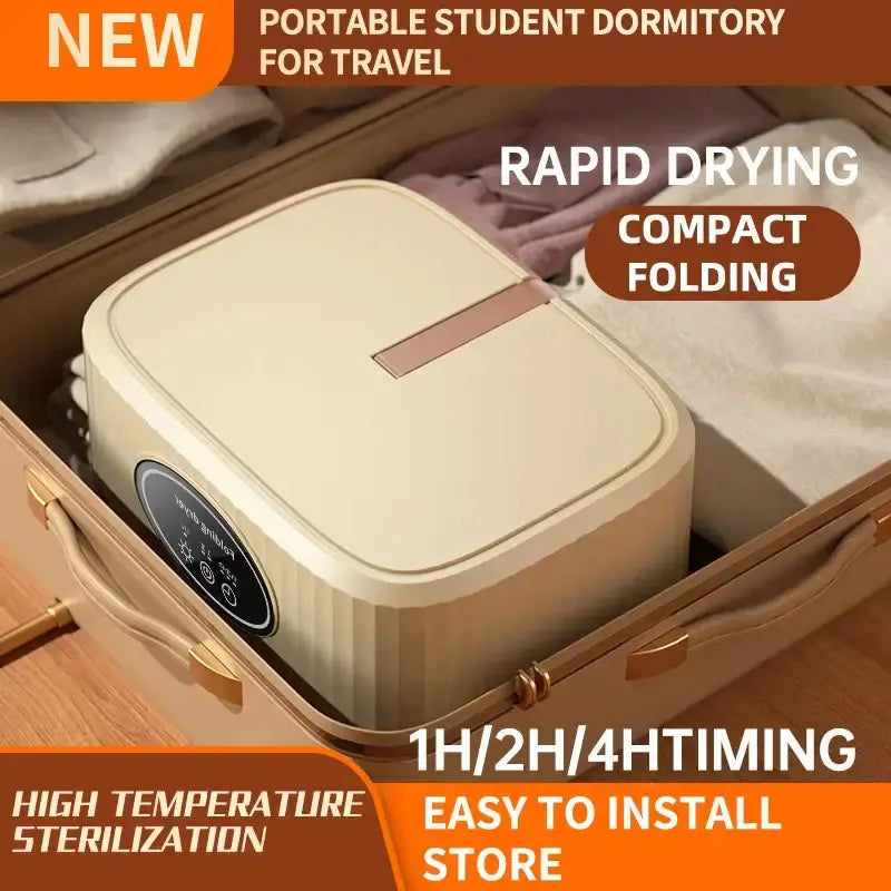 Compact portable drying device for travel, features rapid drying and easy storage, ideal for student dormitories.