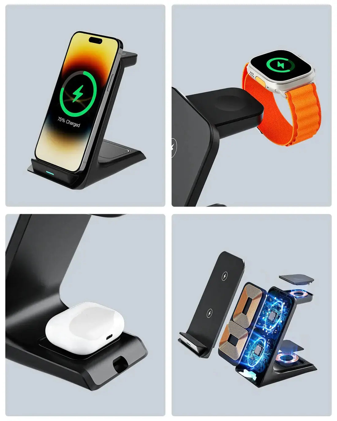 Support de chargeur sans fil Station de charge rapide portable pour iPhone 16/15/14 Pro Max Bantout.prod
