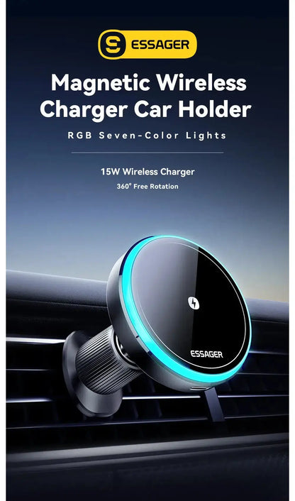 Support de téléphone magnétique pour voiture Essager 15 W Support de chargeur sans fil pour iPhone 15 14 13 Pro Max Bantout.prod