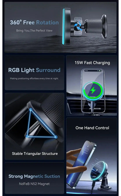 Support de téléphone magnétique pour voiture Essager 15 W Support de chargeur sans fil pour iPhone 15 14 13 Pro Max Bantout.prod