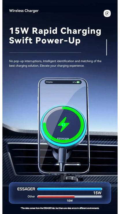 Support de téléphone magnétique pour voiture Essager 15 W Support de chargeur sans fil pour iPhone 15 14 13 Pro Max Bantout.prod