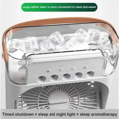 Portable 3-in-1 air humidifier with large water tank, featuring timers, night light, and aromatherapy functions.