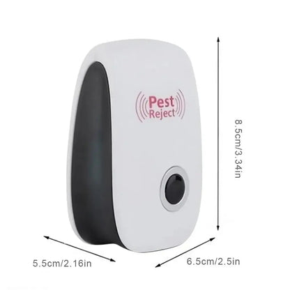 Ultrasonic pest repeller device dimensions, effective against mice, cockroaches, and insects.